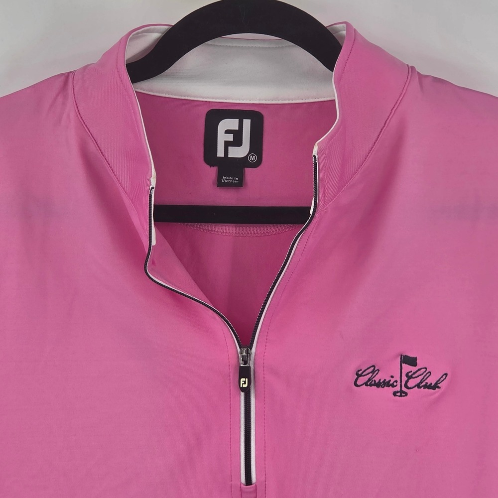 FootJoy Mens Pink Classic Club Quarter Zip Golf Vest Size Medium FJ Sleeveless